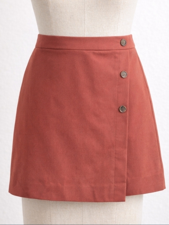 LOFT Dresses & Skirts - LOFT Rust Faux Wrap Skirt | Minimalist Chic Tailored | Button Front | SIZE 2